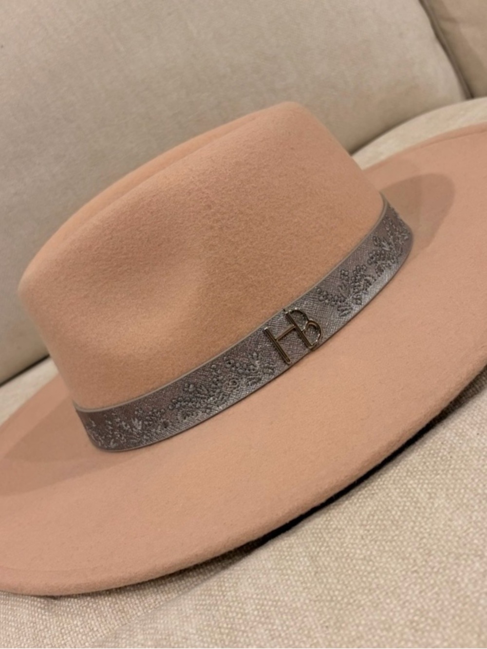 NEW Henri Bendel Blake embroidery brim wool pink hat fedora western adjustable